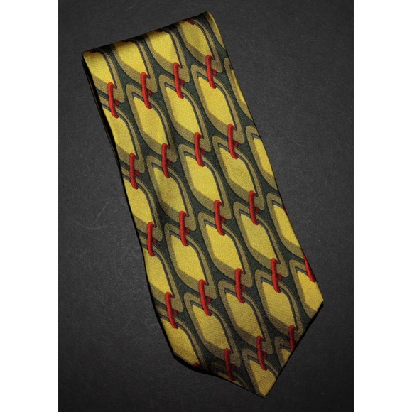 GUCCI Made In Italy Men's Geometric 100% Silk Luxury Tie - Picture 1 of 8